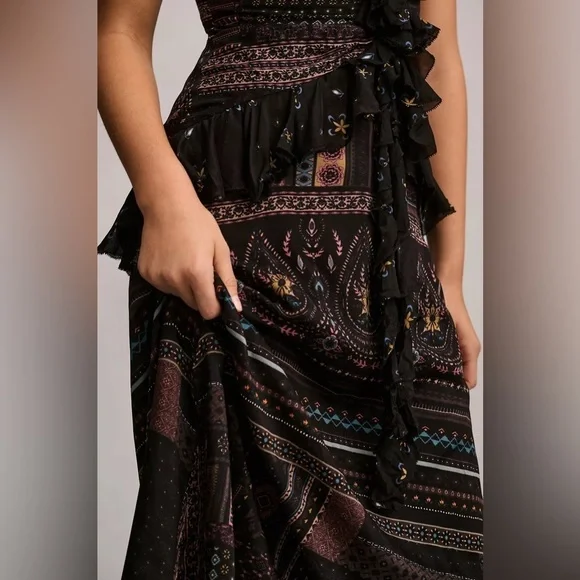 NWT Let Me Be Sheer Printed V-Neck Midi Dress - Picture 3 of 4